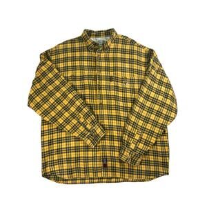Ecko Unltd Plaid Yellow Flannel Cotton Mens Button Down Shirt Long Sleeve Sz XXL